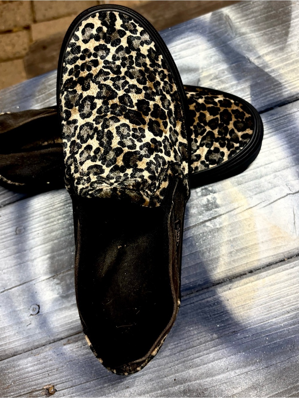 Vans Leopard Print Slip-On Casual Shoes - Black & Tan womens 7.5 - Picture 3 of 7